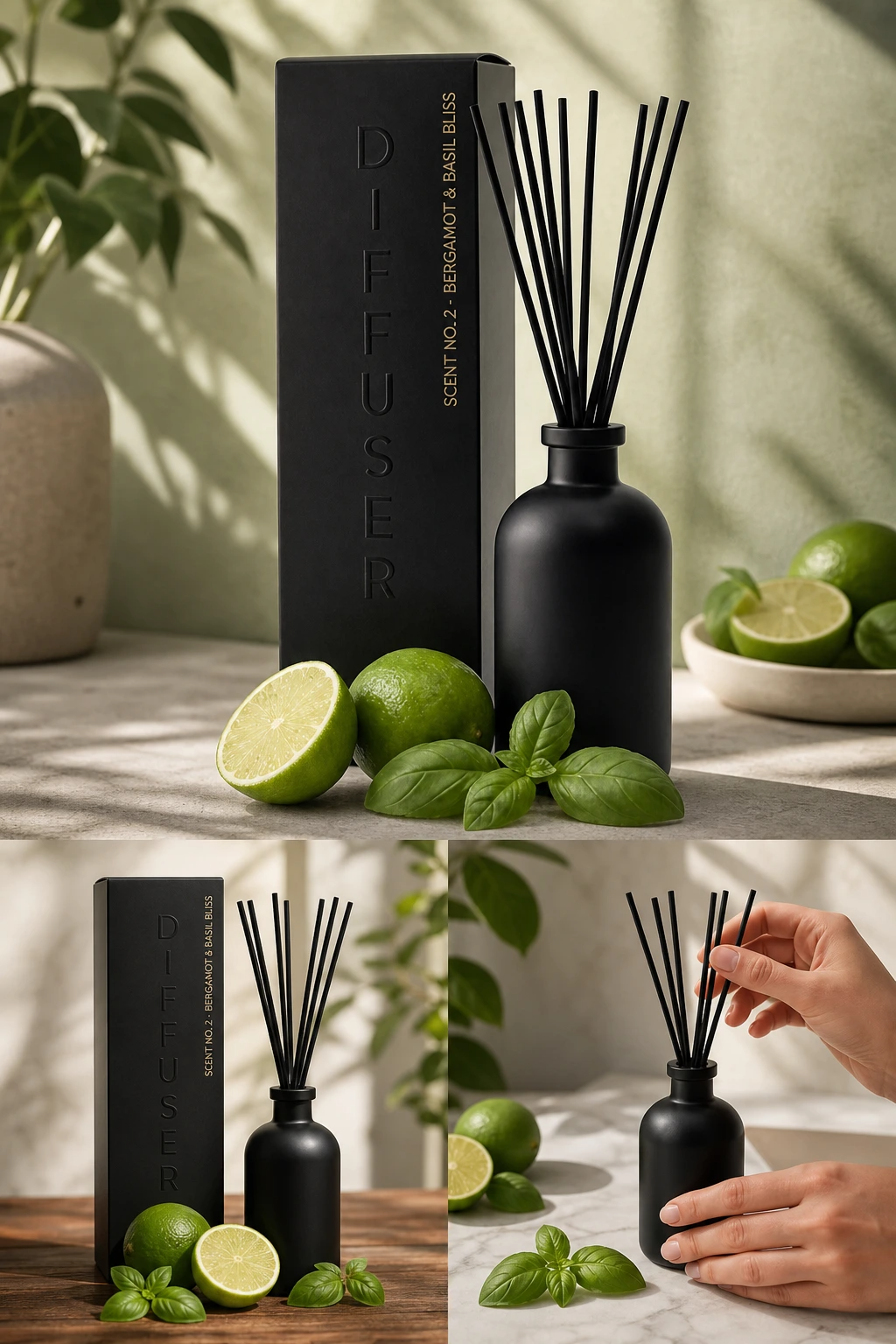 Solar Greenhouse: Citrus Basil Luxury Reed Diffuser