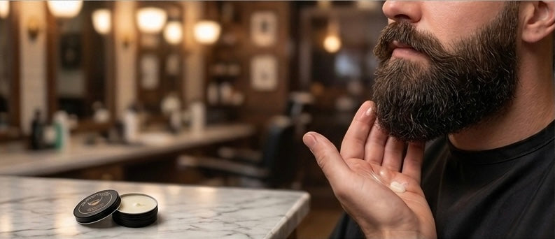 Man with a well-groomed beard in a barbershop setting