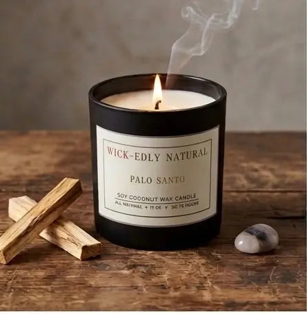 Sacred Smoke & Palo Santo | Hand-Poured Soy Wax Candle in Matte Black Glass vendor-unknown