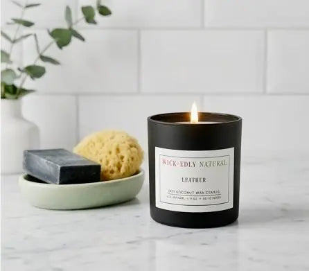 Obsidian & Leather | Hand-Poured Soy Wax Candle in Matte Black Glass vendor-unknown
