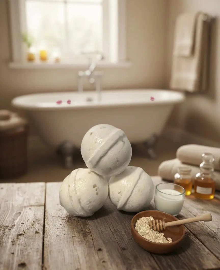 Oatmeal Milk & Honey Bath Bomb | Handmade 5oz Bath Fizzer 1 Pack vendor-unknown