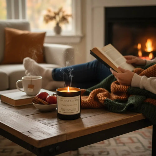 Apple Cinnamon Scented Soy Candle | 11oz Black Matte Glass vendor-unknown