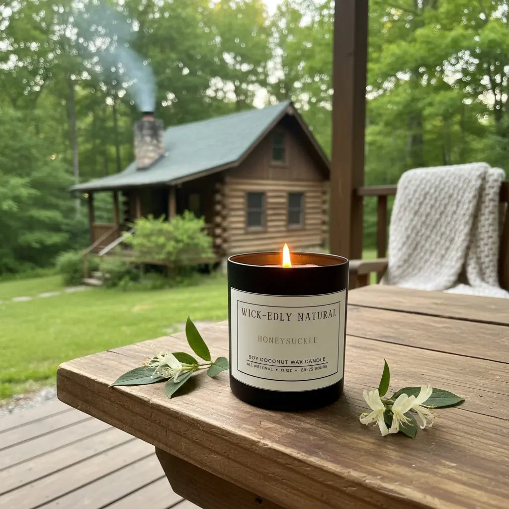 Honeysuckle: 11oz Matte Black Soy Coconut Scented Candle vendor-unknown