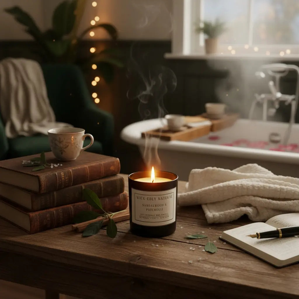 Sandalwood & Patchouli: 11oz Matte Black Soy Coconut Scented Candle vendor-unknown