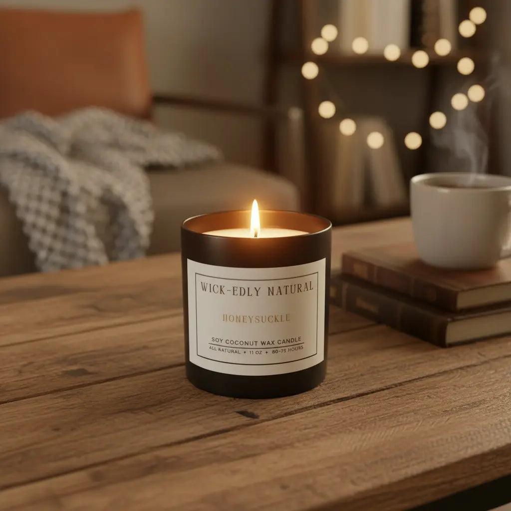 Honeysuckle: 11oz Matte Black Soy Coconut Scented Candle vendor-unknown