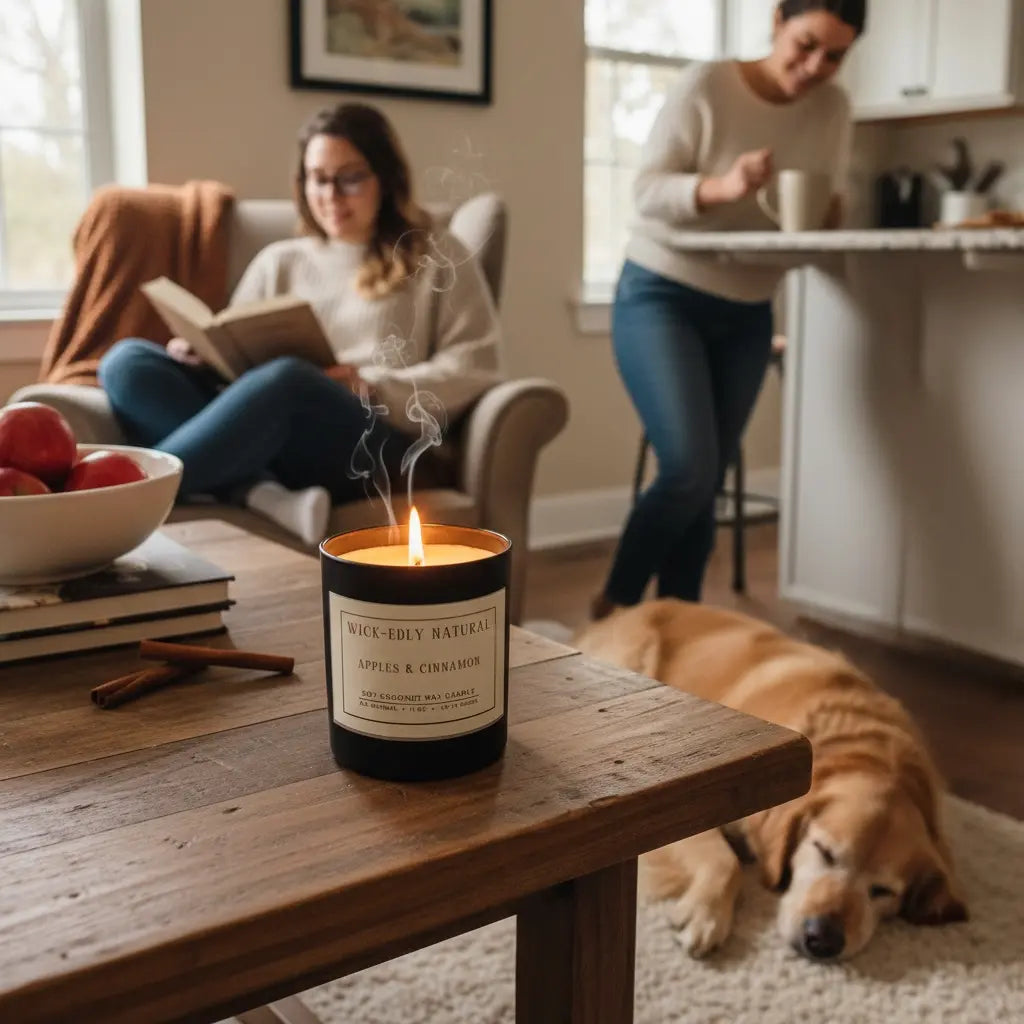 Apple Cinnamon Scented Soy Candle | 11oz Black Matte Glass vendor-unknown
