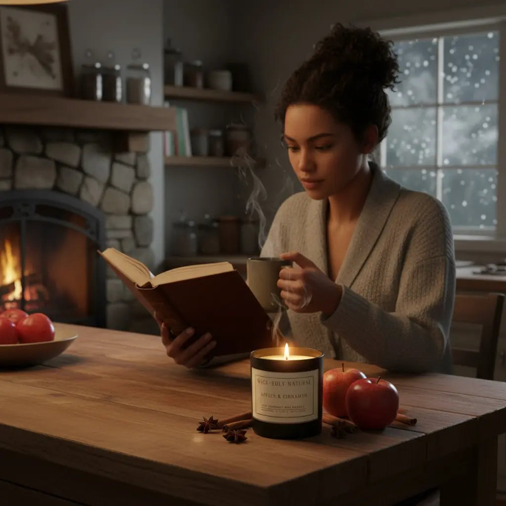 Apple Cinnamon Scented Soy Candle | 11oz Black Matte Glass vendor-unknown