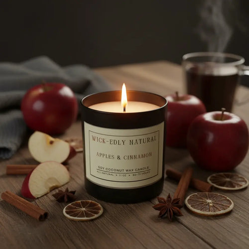 Apple Cinnamon Scented Soy Candle | 11oz Black Matte Glass vendor-unknown